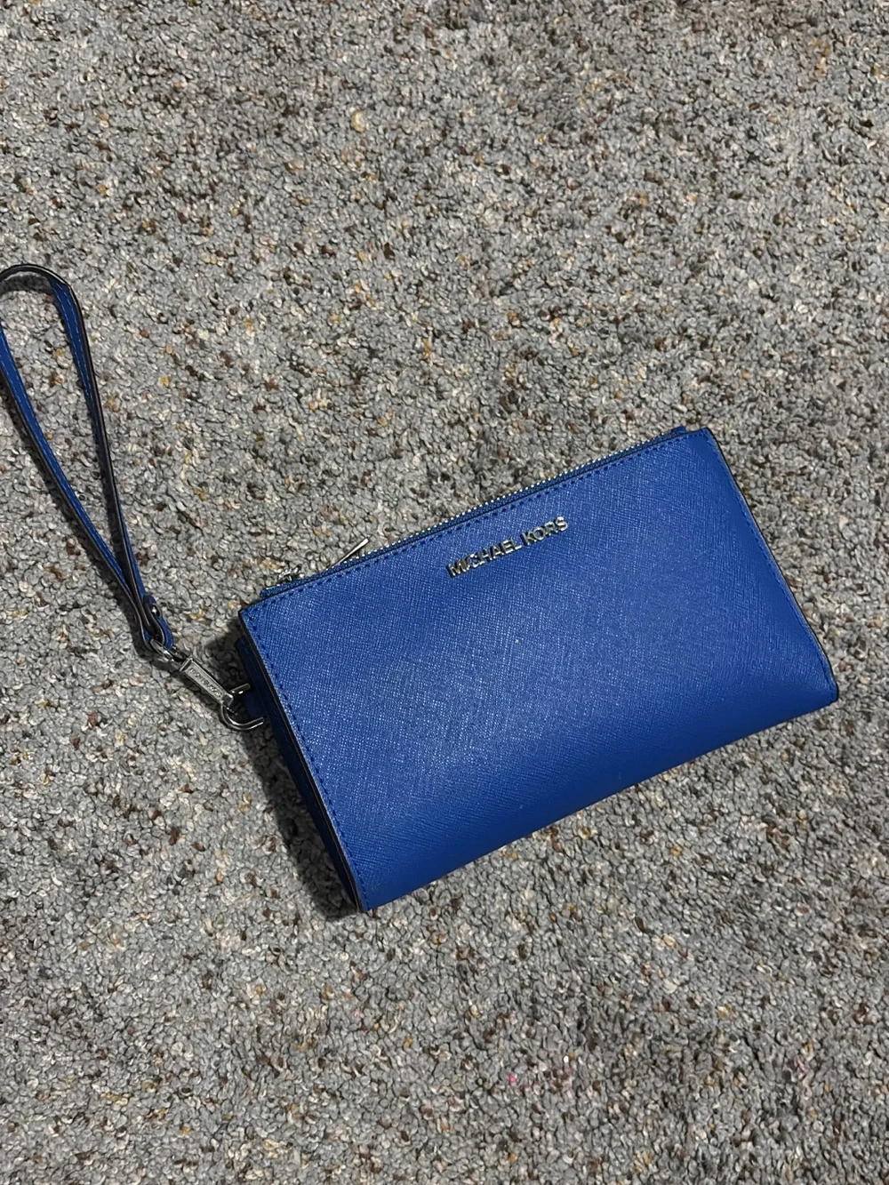 Michael Kors Adele Double-Zip Wristlet in a bright blue